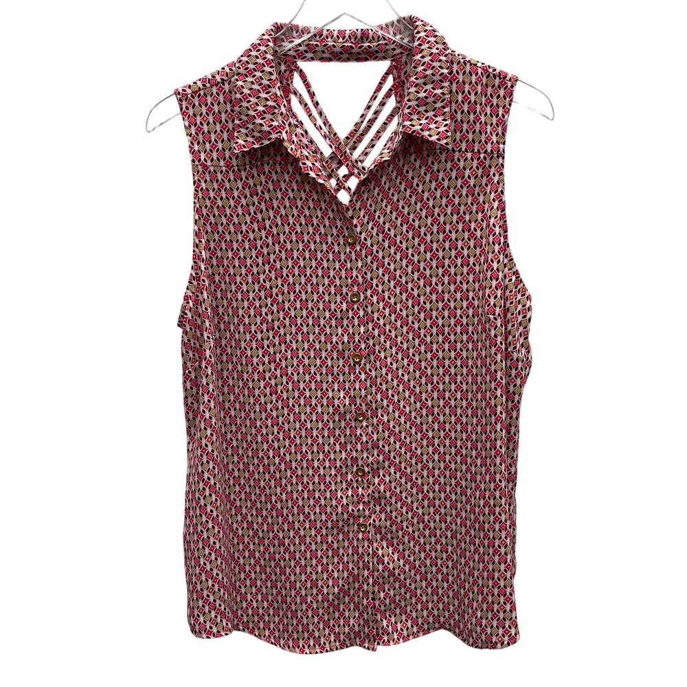 New Directions Sleeveless Top Back Crisscross Straps Panel Size XL